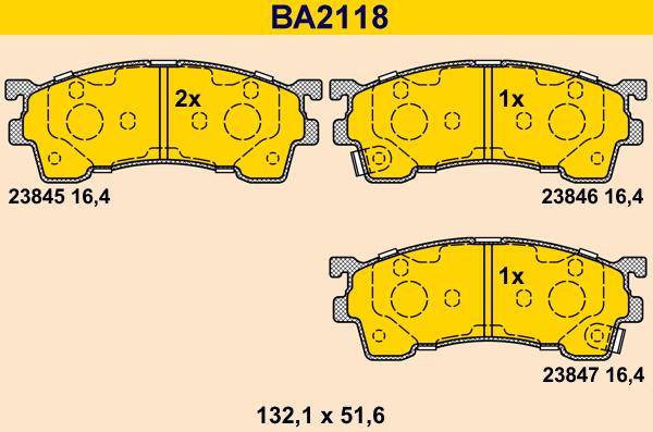 Barum BA2118 - Kit pastiglie freno, Freno a disco autozon.pro