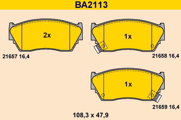 Barum BA2113 - Kit pastiglie freno, Freno a disco autozon.pro