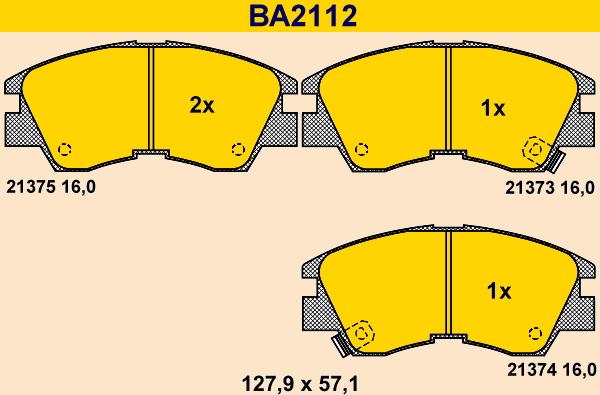 Barum BA2112 - Kit pastiglie freno, Freno a disco autozon.pro