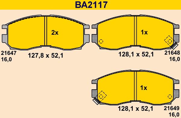 Barum BA2117 - Kit pastiglie freno, Freno a disco autozon.pro