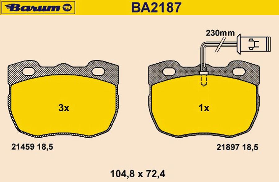 Barum BA2187 - Kit pastiglie freno, Freno a disco autozon.pro