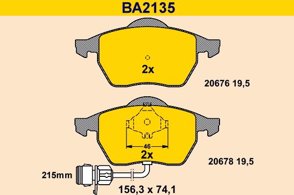 Barum BA2135 - Kit pastiglie freno, Freno a disco autozon.pro