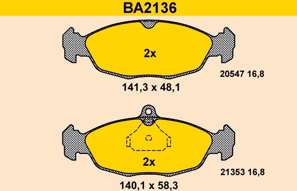 Barum BA2136 - Kit pastiglie freno, Freno a disco autozon.pro