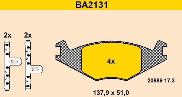 Barum BA2131 - Kit pastiglie freno, Freno a disco autozon.pro