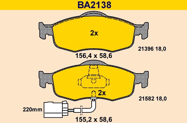 Barum BA2138 - Kit pastiglie freno, Freno a disco autozon.pro