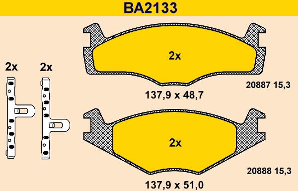 Barum BA2133 - Kit pastiglie freno, Freno a disco autozon.pro