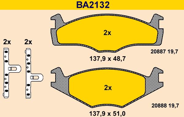 Barum BA2132 - Kit pastiglie freno, Freno a disco autozon.pro