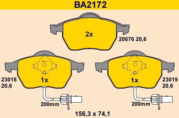 Barum BA2172 - Kit pastiglie freno, Freno a disco autozon.pro