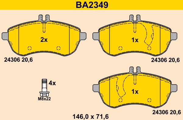 Barum BA2349 - Kit pastiglie freno, Freno a disco autozon.pro