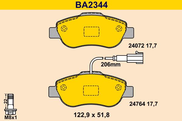 Barum BA2344 - Kit pastiglie freno, Freno a disco autozon.pro