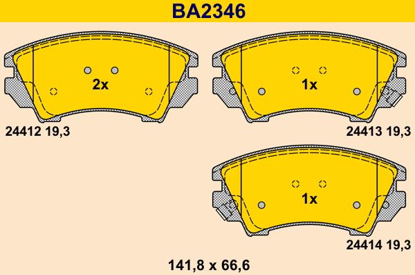 Barum BA2346 - Kit pastiglie freno, Freno a disco autozon.pro