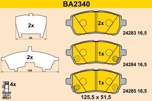 Barum BA2340 - Kit pastiglie freno, Freno a disco autozon.pro