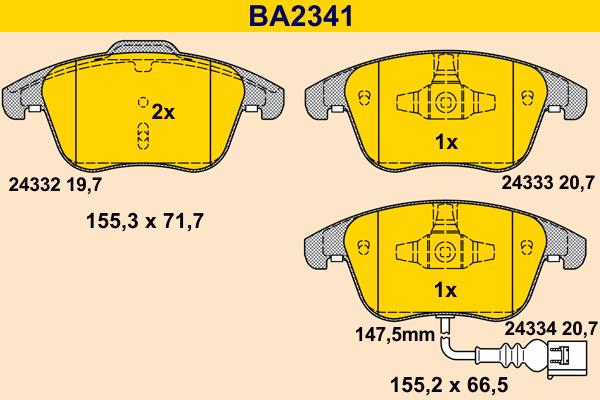 Barum BA2341 - Kit pastiglie freno, Freno a disco autozon.pro