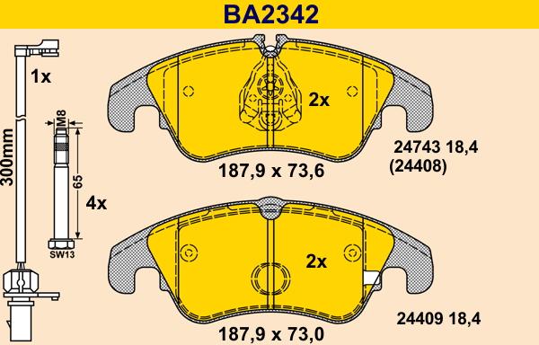 Barum BA2342 - Kit pastiglie freno, Freno a disco autozon.pro