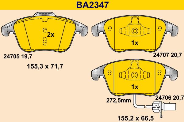 Barum BA2347 - Kit pastiglie freno, Freno a disco autozon.pro