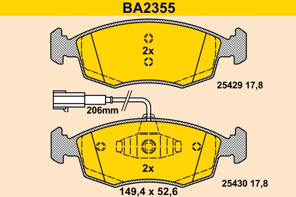 Barum BA2355 - Kit pastiglie freno, Freno a disco autozon.pro