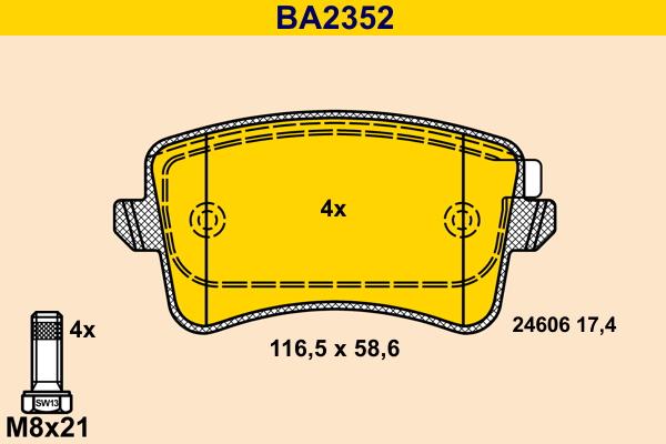 Barum BA2352 - Kit pastiglie freno, Freno a disco autozon.pro