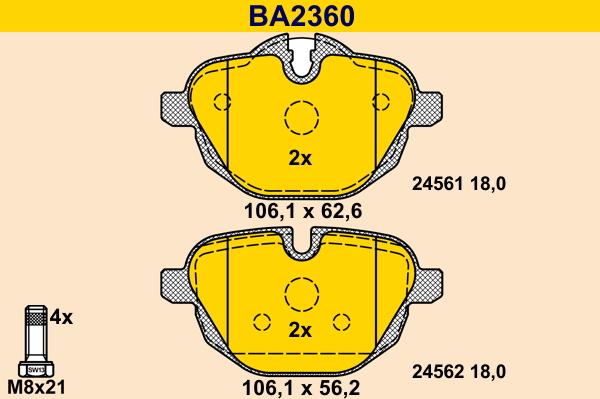 Barum BA2360 - Kit pastiglie freno, Freno a disco autozon.pro