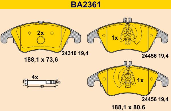 Barum BA2361 - Kit pastiglie freno, Freno a disco autozon.pro