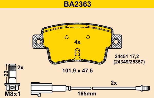 Barum BA2363 - Kit pastiglie freno, Freno a disco autozon.pro