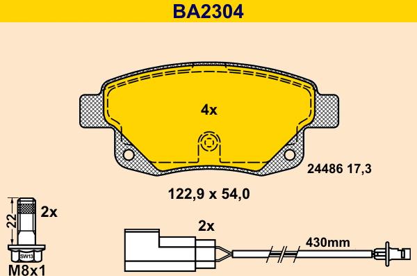 Barum BA2304 - Kit pastiglie freno, Freno a disco autozon.pro