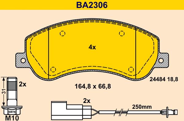 Barum BA2306 - Kit pastiglie freno, Freno a disco autozon.pro