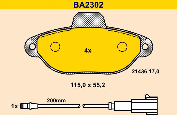 Barum BA2302 - Kit pastiglie freno, Freno a disco autozon.pro