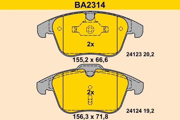 Barum BA2314 - Kit pastiglie freno, Freno a disco autozon.pro