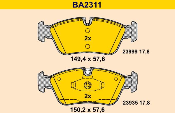 Barum BA2311 - Kit pastiglie freno, Freno a disco autozon.pro