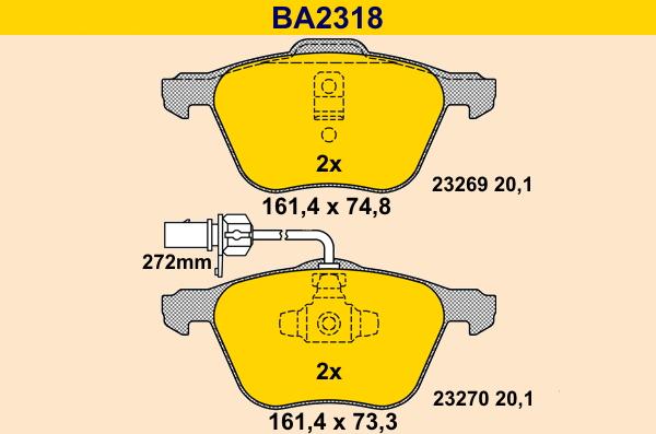 Barum BA2318 - Kit pastiglie freno, Freno a disco autozon.pro