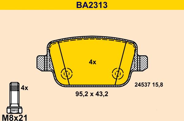 Barum BA2313 - Kit pastiglie freno, Freno a disco autozon.pro