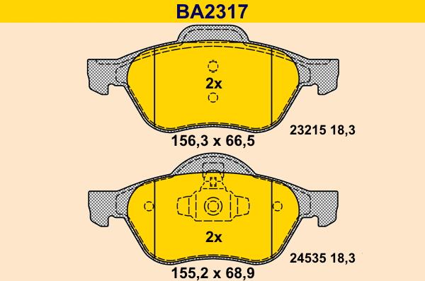 Barum BA2317 - Kit pastiglie freno, Freno a disco autozon.pro