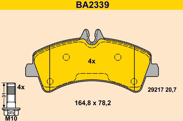 Barum BA2339 - Kit pastiglie freno, Freno a disco autozon.pro