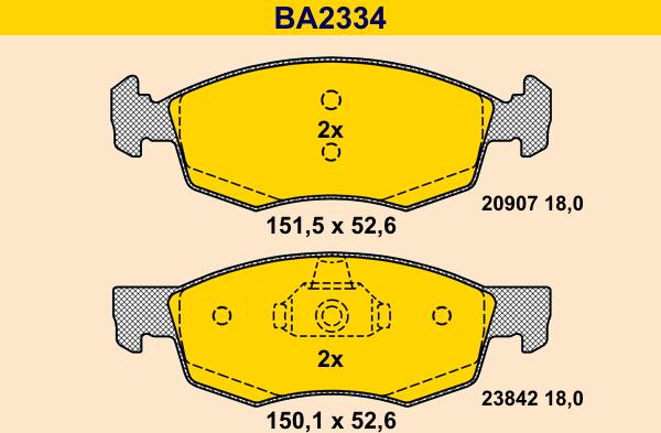 Barum BA2334 - Kit pastiglie freno, Freno a disco autozon.pro