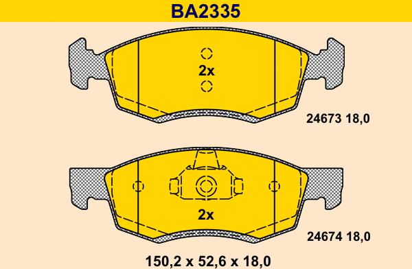 Barum BA2335 - Kit pastiglie freno, Freno a disco autozon.pro