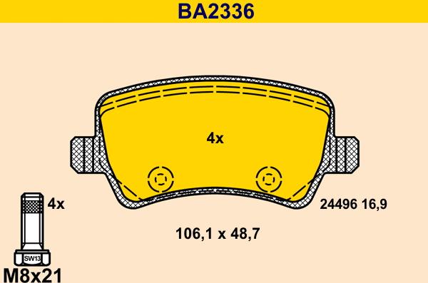 Barum BA2336 - Kit pastiglie freno, Freno a disco autozon.pro