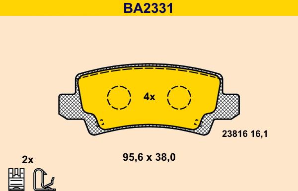 Barum BA2331 - Kit pastiglie freno, Freno a disco autozon.pro