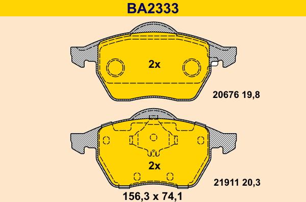 Barum BA2333 - Kit pastiglie freno, Freno a disco autozon.pro