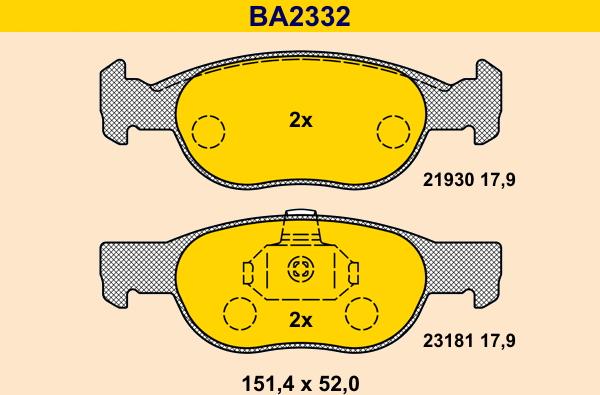 Barum BA2332 - Kit pastiglie freno, Freno a disco autozon.pro