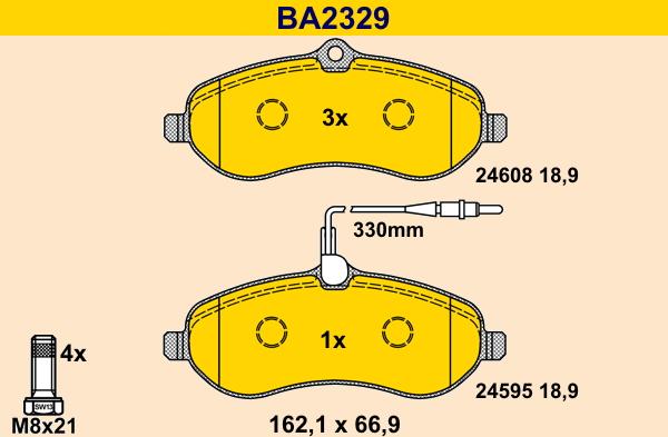 Barum BA2329 - Kit pastiglie freno, Freno a disco autozon.pro