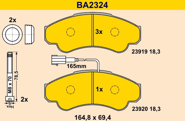 Barum BA2324 - Kit pastiglie freno, Freno a disco autozon.pro