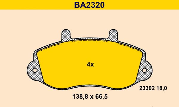 Barum BA2320 - Kit pastiglie freno, Freno a disco autozon.pro