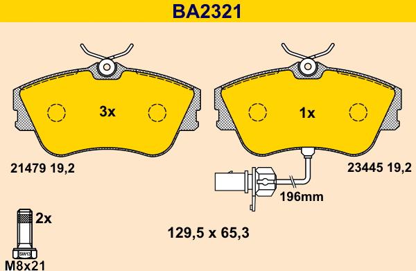 Barum BA2321 - Kit pastiglie freno, Freno a disco autozon.pro