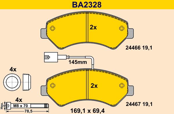 Barum BA2328 - Kit pastiglie freno, Freno a disco autozon.pro