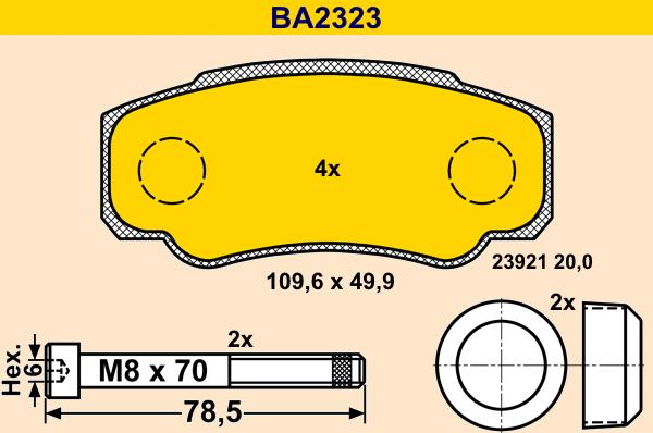 Barum BA2323 - Kit pastiglie freno, Freno a disco autozon.pro