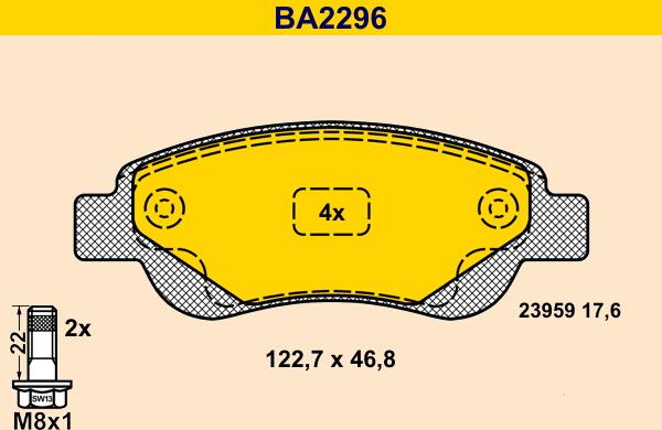 Barum BA2296 - Kit pastiglie freno, Freno a disco autozon.pro