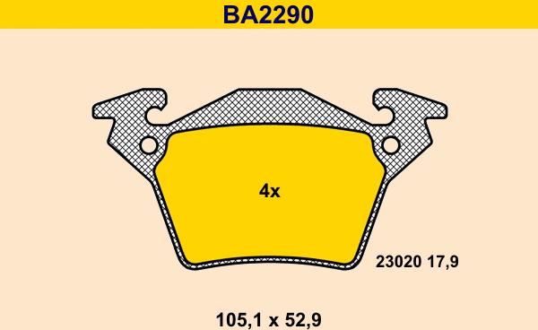 Barum BA2290 - Kit pastiglie freno, Freno a disco autozon.pro