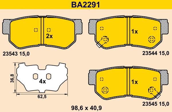 Barum BA2291 - Kit pastiglie freno, Freno a disco autozon.pro