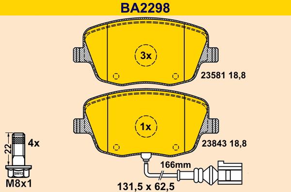 Barum BA2298 - Kit pastiglie freno, Freno a disco autozon.pro