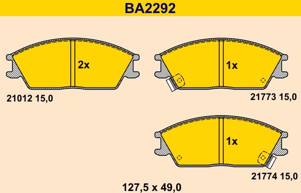 Barum BA2292 - Kit pastiglie freno, Freno a disco autozon.pro